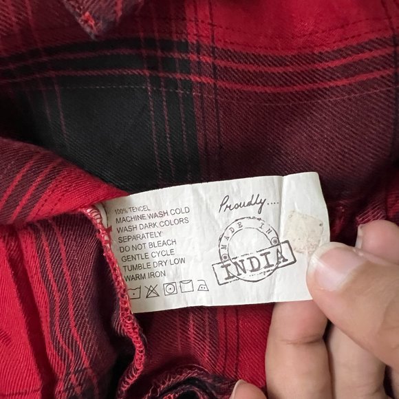 Bright Red and Black Lee Cooper Originals Full Sleeve Shirt - Picture 6 of 7